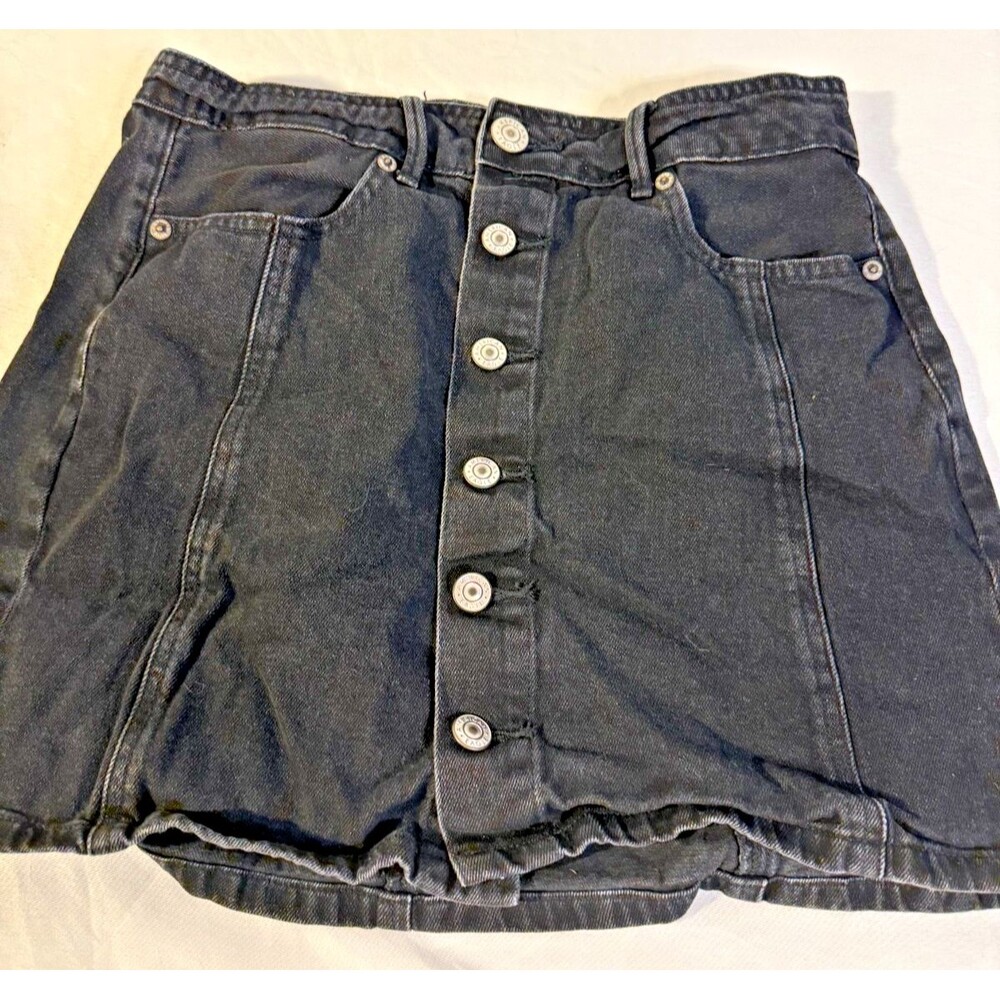 Retro American Eagle Black Denim Jean Mini Skirt 70s Vibe Viral Goth Women's 4 S